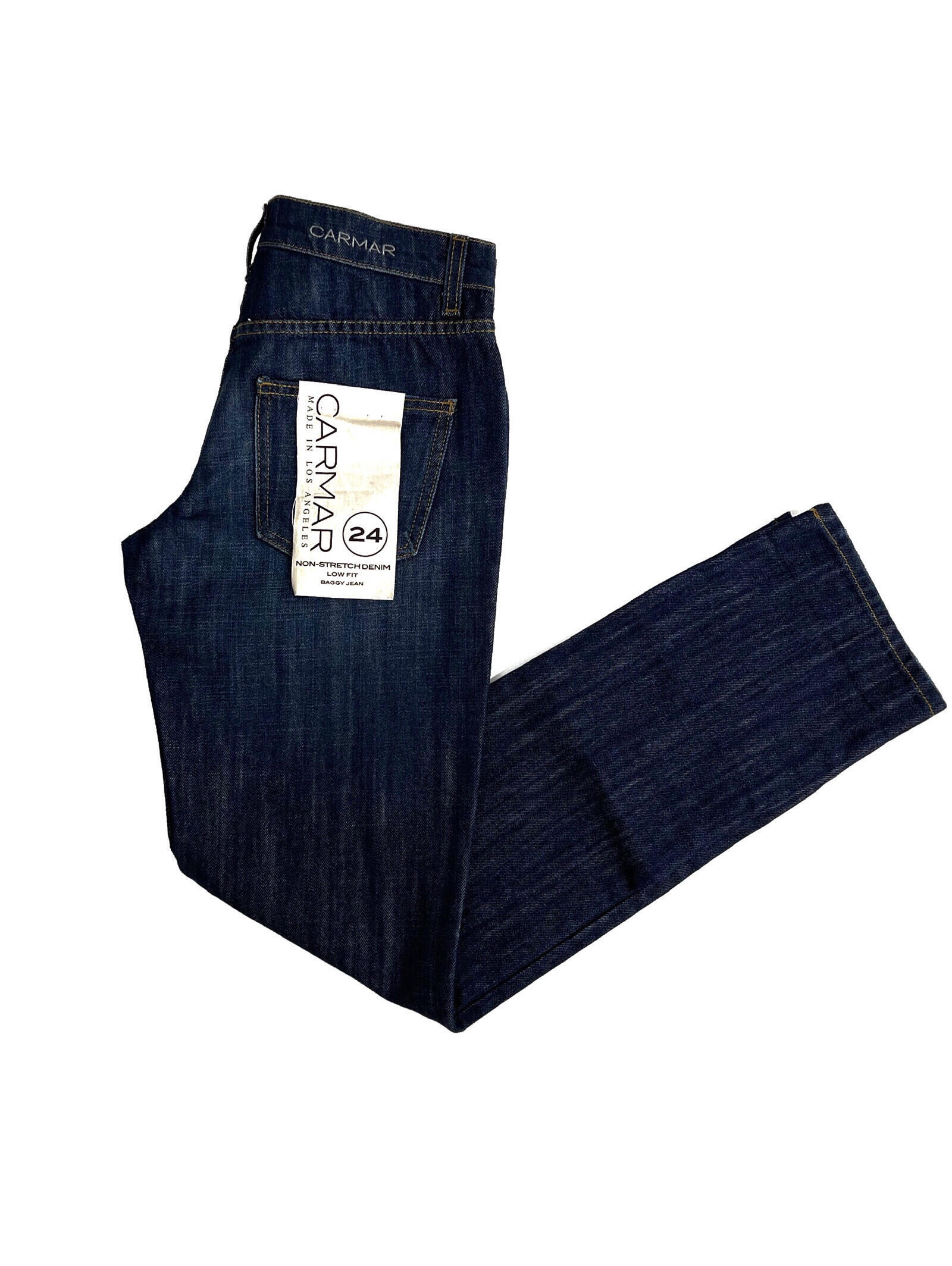 Carmar Lf Women’s Size 24 Dark Blue Non-Stretch Denim Low Rise Baggy Jeans Nwt